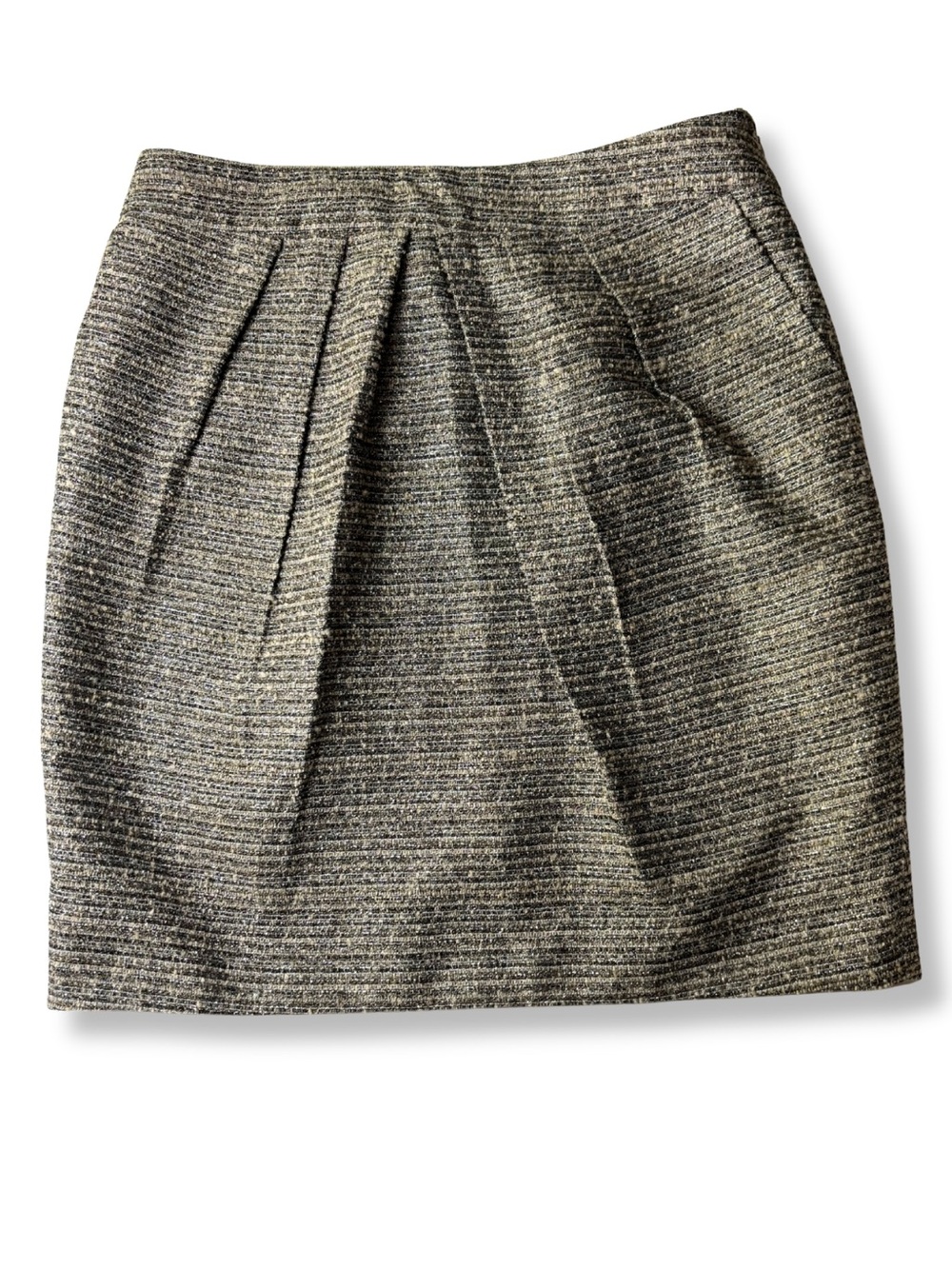 Tabitha Anthropologie Metallic Tweed Pleated Mini Skirt Size 8